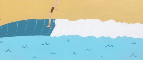 Senior Kolby Holdsworth sell his artwork, surfboards, and records to his peers