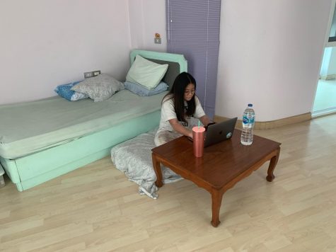 Bunprakong completed schoolwork while quarantined in her home in Thailand.