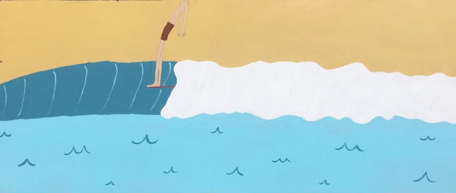 Senior Kolby Holdsworth sell his artwork, surfboards, and records to his peers