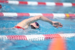 Quayle racing freestyle at a RUHS home meet. It was taken on April 25, 2019. Photo taken by Chloe Rosenbaum