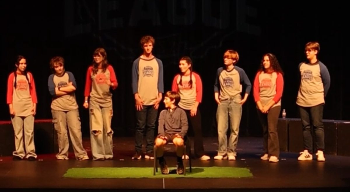 The Comedy Sportz teams line up for the next game during the match.