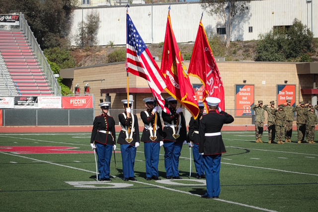 ROTC Color Guard performing for the 250th Marine Anniversary celebration.
Photo by Kenji Lim