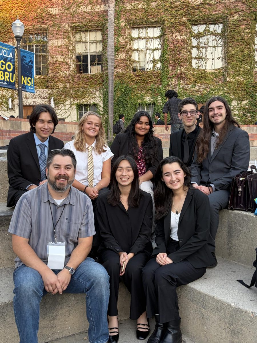Model UN students and advisor at UCLA Campus for the BruinMUN conference.
Courtesy of Emery Min