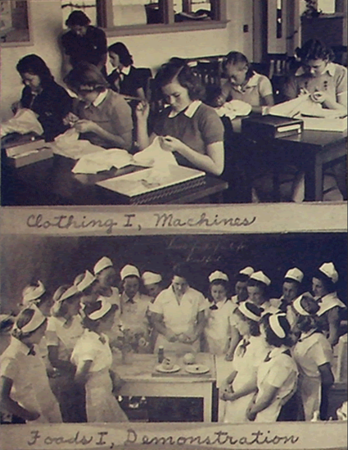 Photos of Redondo Union Home Economics department via 1939 The Pilot